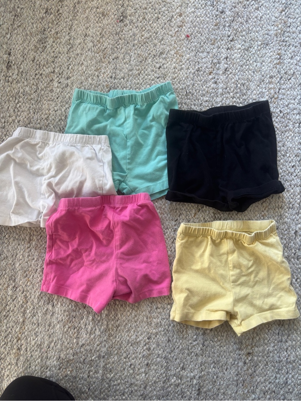 Kids Cotton Shorts 5-Pack — Mint, Black, White, Pink, Yellow